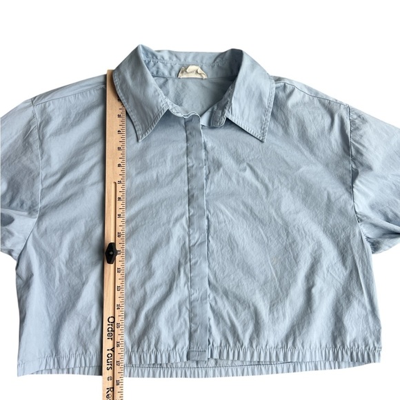 Open Edit Poplin Crop Button-Up Shirt in Blue Kentucky Size Medium - Picture 5 of 7